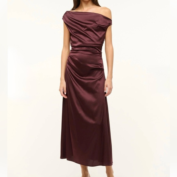 STAUD Phare Silk Dress Merlot - Picture 1 of 9